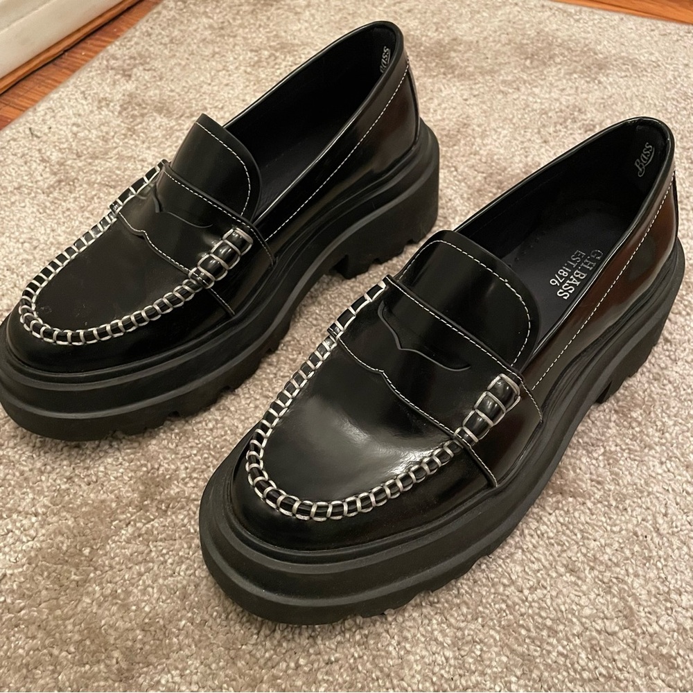 GH Bass Women’s Ella Platform Chunky Loafer w/ Exposed Stitching Like New 8 / 39